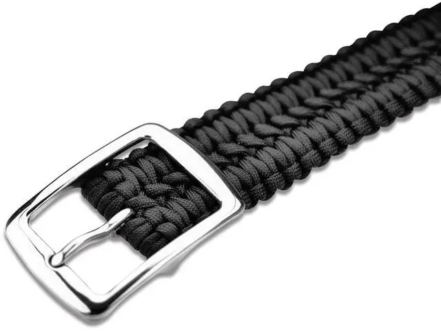 Alt view image 4 of 5 - STEEL HAWK Hand-Woven 550 Paracord EDC Outdoor Survival Belt, Stainless Steel Buckle - Black
