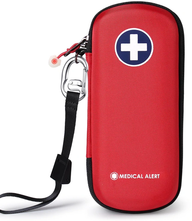 Main image of Divoti Medical Alert EpiPen Carrying Case, Shockproof Hard Shell Travel Bag for 2 Auto-Injectors