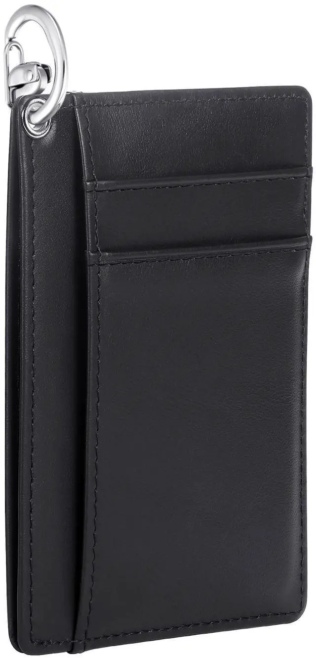 Main image of BISONDALE Men's RFID Blocking Slim Front Pocket Wallet Card Holder, Full Grain Leather - Black