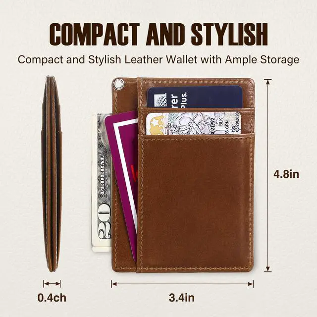 Alt view image 3 of 6 - BISONDALE Men's RFID Blocking Slim Front Pocket Wallet Card Holder, Full Grain Leather - Black