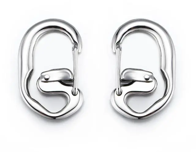 Main image of STEEL HAWK 1.75" Stainless Steel Double Lock Carabiner Keychain Clip for Camping & EDC - 2 Open Loop Clips