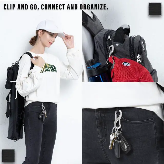 Alt view image 5 of 6 - STEEL HAWK S-Shaped Stainless Steel Double Carabiner Clip Snap Hooks, 3-Piece Set (S/M/L)