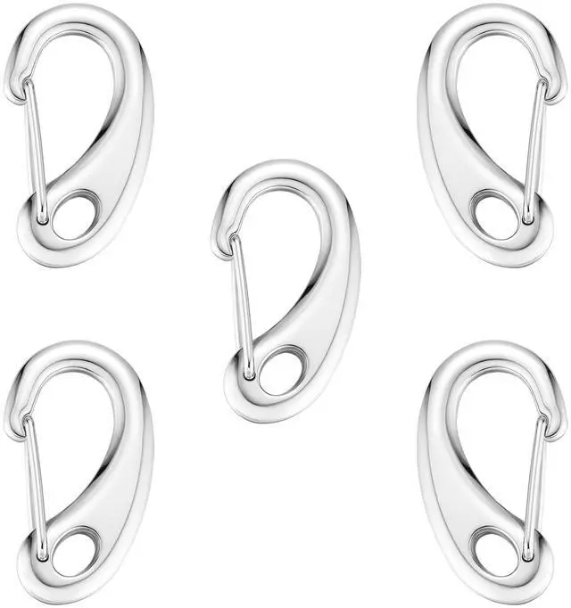 Main image of STEEL HAWK 2" Cold-Forged Stainless Steel Carabiner Clip Snap Hooks, 5-Pack