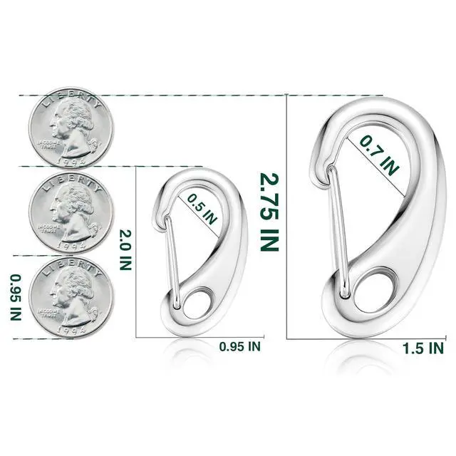 Alt view image 2 of 6 - STEEL HAWK 2" Cold-Forged Stainless Steel Carabiner Clip Snap Hooks, 5-Pack