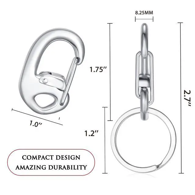 Alt view image 5 of 7 - STEEL HAWK Fliplock Stainless Steel Locking Carabiner Clip Keychain Hook