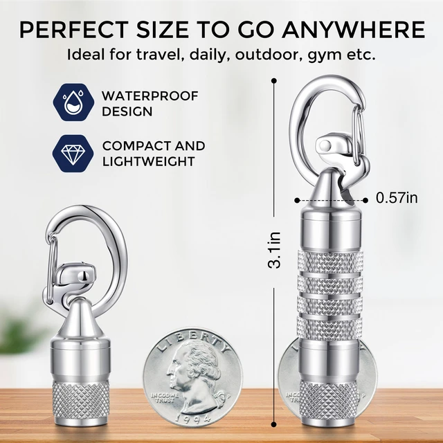 Alt view image 3 of 7 - Divoti Expandable Surgical Steel Pill Fob Keychain & Double Locking Clip