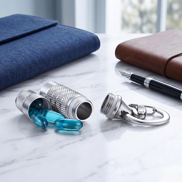 Alt view image 5 of 7 - Divoti Expandable Surgical Steel Pill Fob Keychain & Double Locking Clip