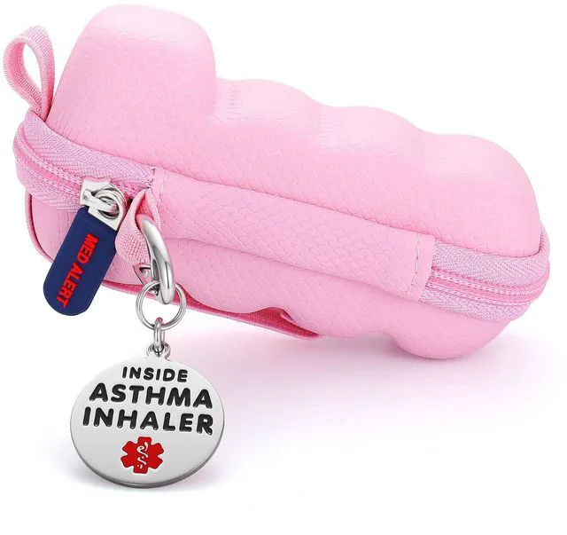 Alt view image 3 of 7 - Divoti Asthma Inhaler Travel Case Protective Storage Pouch Keychain Carabiner - Pink