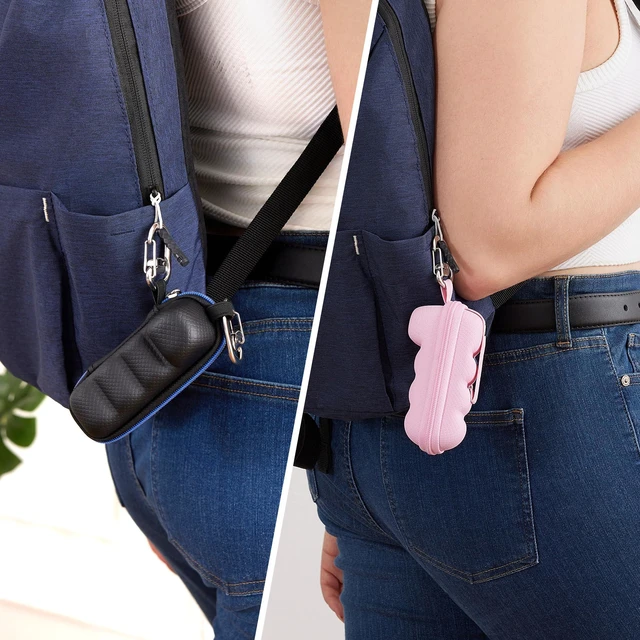 Alt view image 6 of 7 - Divoti Asthma Inhaler Travel Case Protective Storage Pouch Keychain Carabiner - Pink