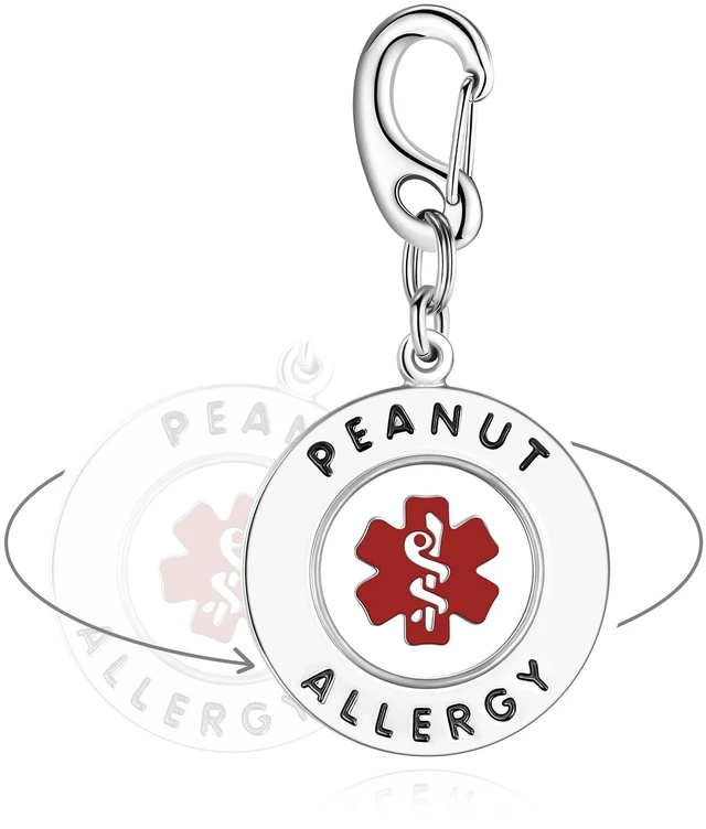 Main image of Divoti 1.25" Stainless Steel Peanut Allergy Emergency Medical Alert Bag Tag Quick Clip
