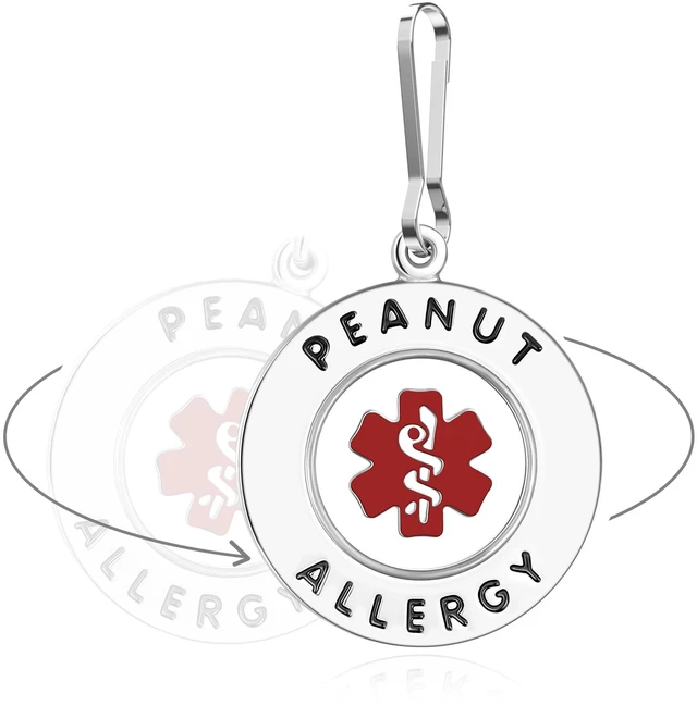 Main image of Divoti 1.25" Stainless Steel Peanut Allergy Emergency Medical Alert Bag Tag Zipper Pull