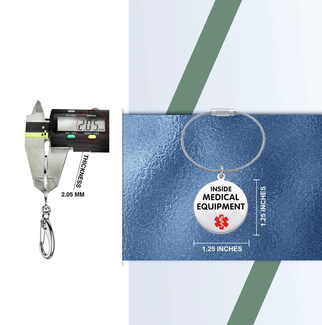 Alt view image 2 of 5 - Divoti 1.25" Stainless Steel Medical Equipment Travel Alert Bag Tag Zipper Pull