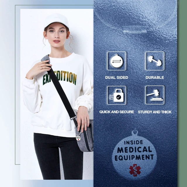 Alt view image 4 of 5 - Divoti 1.25" Stainless Steel Medical Equipment Travel Alert Bag Tag Zipper Pull