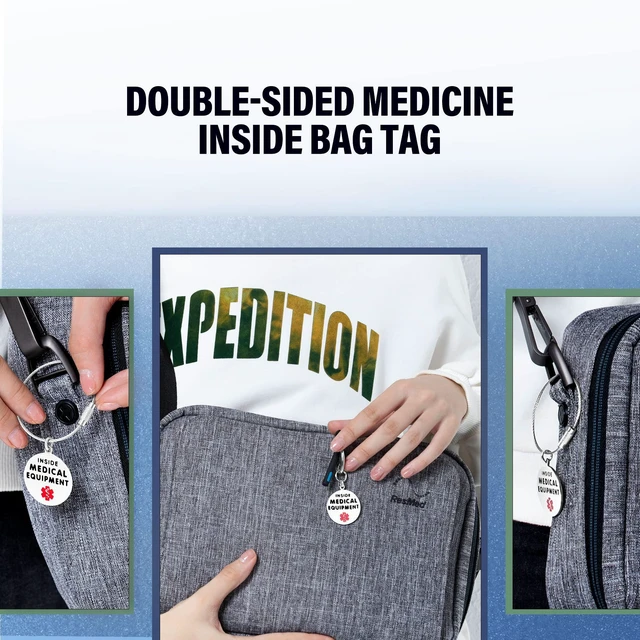 Alt view image 5 of 5 - Divoti 1.25" Stainless Steel Medical Equipment Travel Alert Bag Tag Zipper Pull