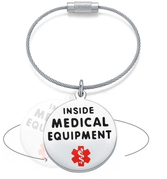 Main image of Divoti 1.25" Stainless Steel Medical Equipment Travel Alert Bag Tag Cable Loop