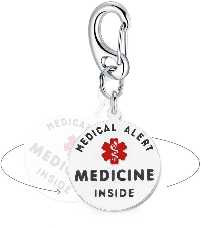 Main image of Divoti 1.25" 316L Stainless Steel Medicine Inside Emergency Medical ID Bag Tag Quick Clip