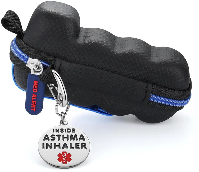 Alt view image 2 of 7 - Divoti Asthma Inhaler Travel Case with Clip-On Keychain Carabiner, Black