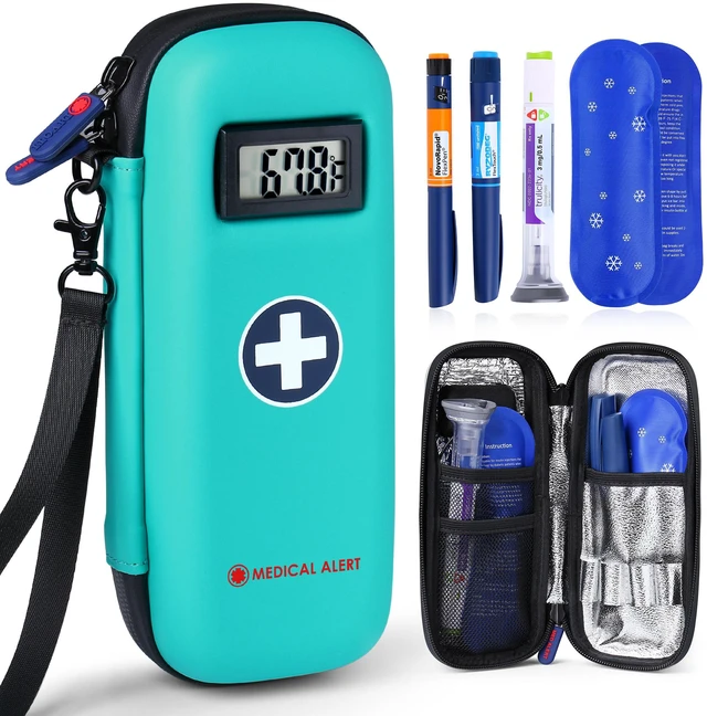 Alt view image 5 of 7 - Divoti GLP-1 & Insulin Medical Cooler Case with LCD Temperature Display, Teal