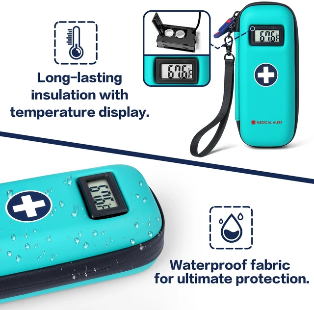 Alt view image 3 of 7 - Divoti GLP-1 & Insulin Medical Cooler Case with LCD Temperature Display, Teal