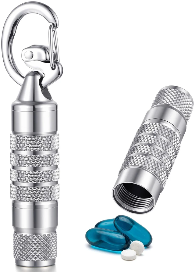 Main image of Divoti Expandable Surgical Steel Pill Fob Keychain, Double Locking Clip