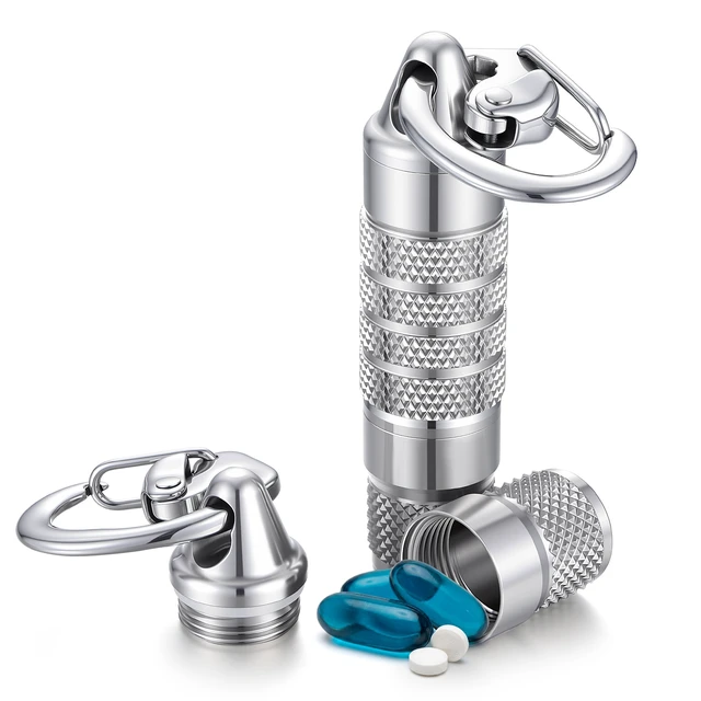 Alt view image 2 of 7 - Divoti Expandable Surgical Steel Pill Fob Keychain, Double Locking Clip