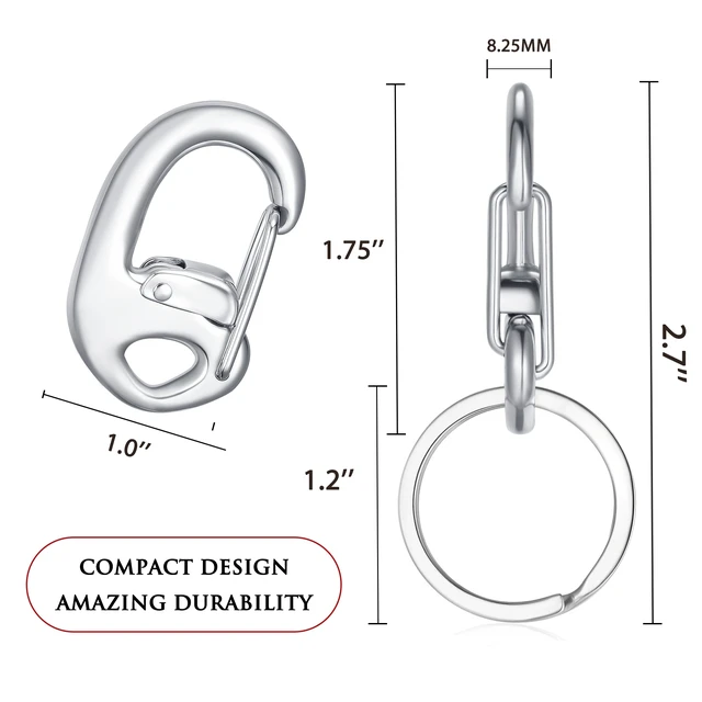 Alt view image 6 of 6 - STEEL HAWK Fliplock Stainless Steel Locking Carabiner Clip, Secure Wire Gate with Key Ring, Compact Keychain Hook, EDC