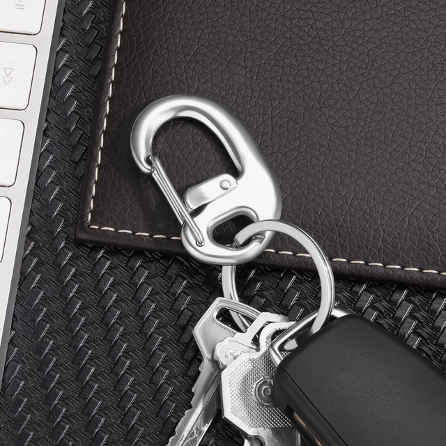Alt view image 2 of 6 - STEEL HAWK Fliplock Stainless Steel Locking Carabiner Clip, Secure Wire Gate with Key Ring, Compact Keychain Hook, EDC