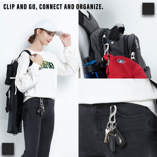 Alt view image 3 of 7 - STEEL HAWK Cold Forged S-Shaped Stainless Steel Carabiner Clips, S/M/L, Double Carabiner, 3-Pack, Dual Spring Wire Gate, Rainbow
