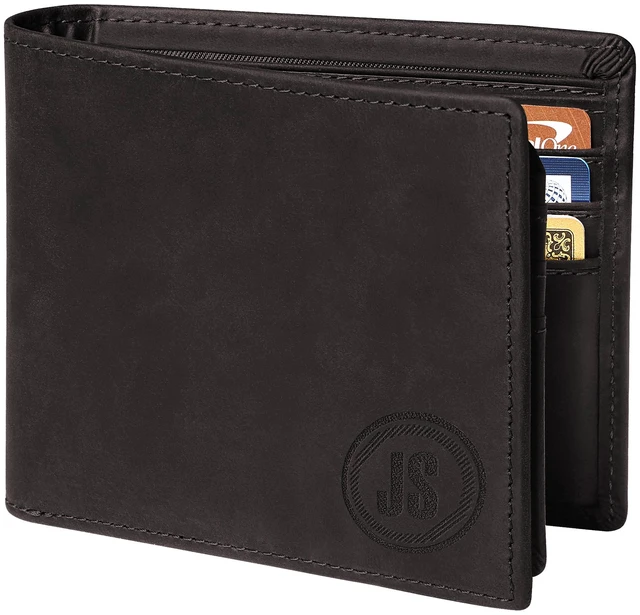 Main image of Full Grain Crazy Horse Leather Slim Bifold Wallet for Men, Brown
