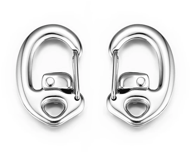 Main image of STEEL HAWK Carabiner Keychain with Ring Clips, Polished Stainless Steel, Double Lock, 1.75", Cold Forged, 2 Count