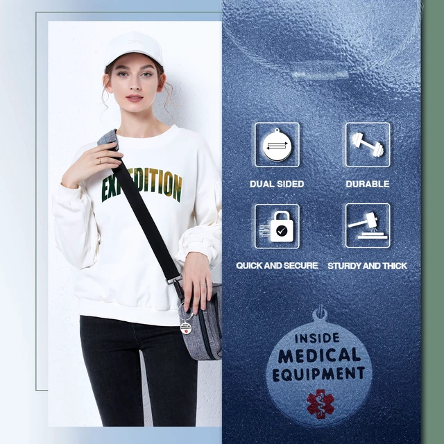 Alt view image 5 of 5 - Divoti 1.25" SS Medical Equipment Inside TSA Bag Tag, CPAP w/RW/QC