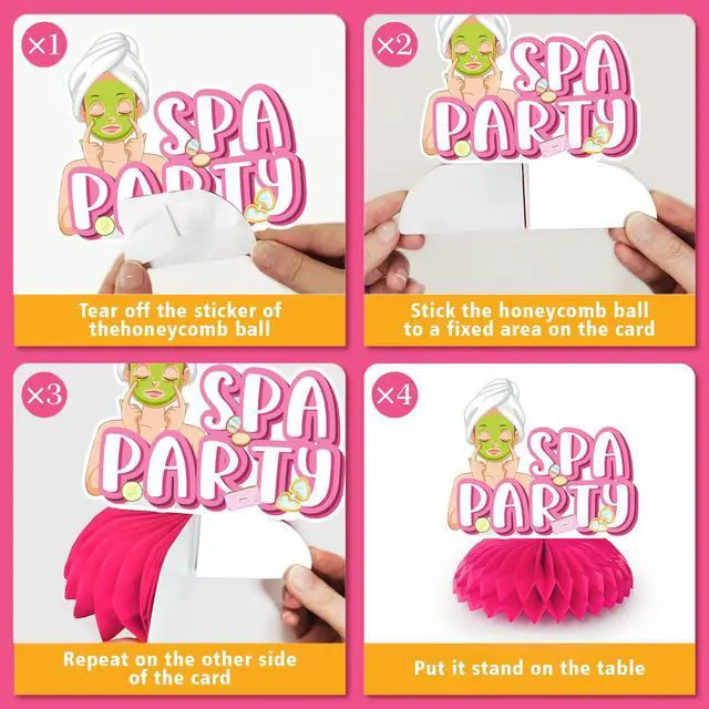 Alt view image 2 of 6 - Spa Party Decorations, 9pcs Spa Honeycomb Centerpieces/Make Up Table Decorations/Spa Centerpieces for Tables/Spa Birthday Party Centerpieces, Spa Day Centerpiece for Makeup Birthday Party Decorations