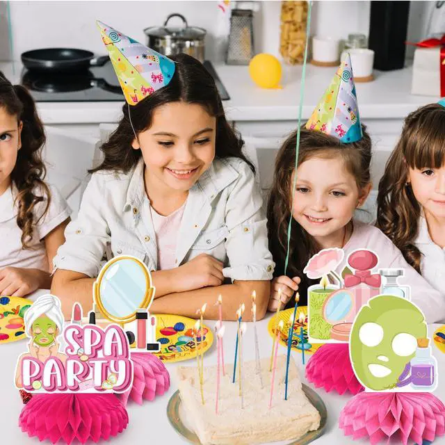Alt view image 4 of 6 - Spa Party Decorations, 9pcs Spa Honeycomb Centerpieces/Make Up Table Decorations/Spa Centerpieces for Tables/Spa Birthday Party Centerpieces, Spa Day Centerpiece for Makeup Birthday Party Decorations