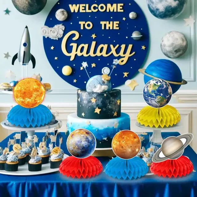 Alt view image 4 of 6 - 9 Pcs Solar System Honeycomb Centerpieces, Space Planet Honeycomb Centerpieces for Outer Space Birthday Party Decorations