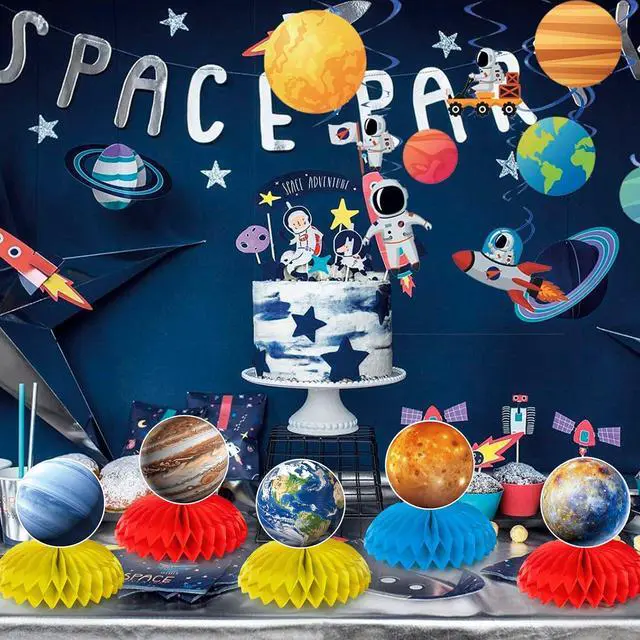 Alt view image 5 of 6 - 9 Pcs Solar System Honeycomb Centerpieces, Space Planet Honeycomb Centerpieces for Outer Space Birthday Party Decorations