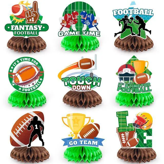 Main image of Football Honeycomb Centerpiece, 9 Pcs Football Rugby Honeycomb Centerpieces American Football Table Decorations Honeycomb Centerpieces for Football Party Decorations Supplies