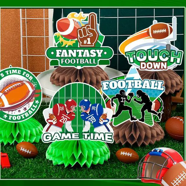 Alt view image 2 of 6 - Football Honeycomb Centerpiece, 9 Pcs Football Rugby Honeycomb Centerpieces American Football Table Decorations Honeycomb Centerpieces for Football Party Decorations Supplies