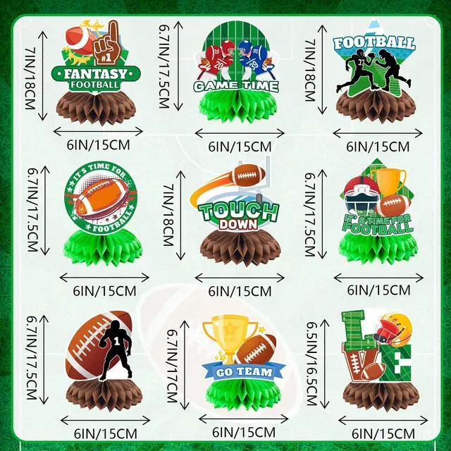 Alt view image 6 of 6 - Football Honeycomb Centerpiece, 9 Pcs Football Rugby Honeycomb Centerpieces American Football Table Decorations Honeycomb Centerpieces for Football Party Decorations Supplies
