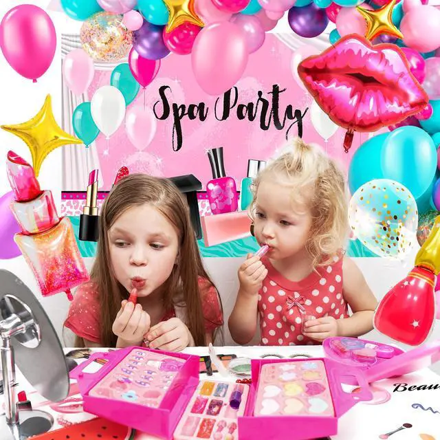Alt view image 6 of 6 - Makeup Birthday Party Decorations, 101 Pcs Spa Birthday Party Decorations, Spa Party Balloons Backdrop Cake Toppers Tablecloth etc