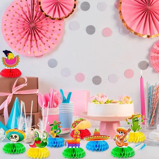 Alt view image 4 of 6 - Fiesta Honeycomb Table Centerpiece, 9pcs Mexican Fiesta Party Centerpieces, Cinco de Mayo Table Decorations Mexican Centerpieces for Mexican Fiesta Party Decorations