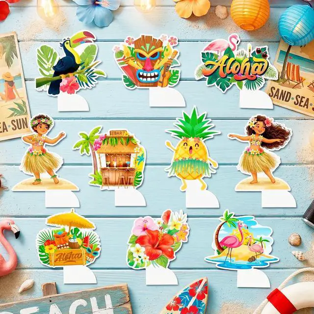 Alt view image 4 of 7 - Luau Party Decorations, 10pcs Hawaii Centerpiece Decoration Luau Hawaiian Table Honeycomb, Aloha Tropical Theme Table Decorations for Tropical Party Decorations Supplies