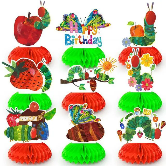 Main image of 9 Pcs The Hungry Caterpillar Party Decoration Caterpillar Honeycomb Centerpiece Hungry Caterpillar Table Centerpiece for The Hungry Caterpillar Birthday Party Decorations