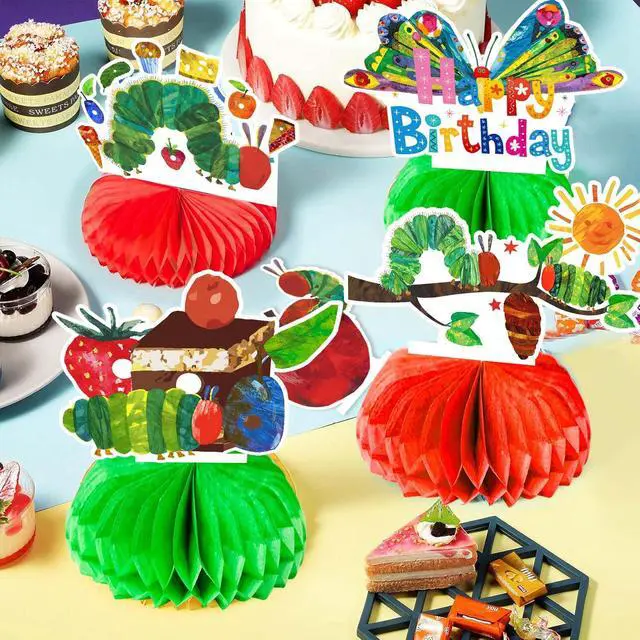Alt view image 5 of 6 - 9 Pcs The Hungry Caterpillar Party Decoration Caterpillar Honeycomb Centerpiece Hungry Caterpillar Table Centerpiece for The Hungry Caterpillar Birthday Party Decorations