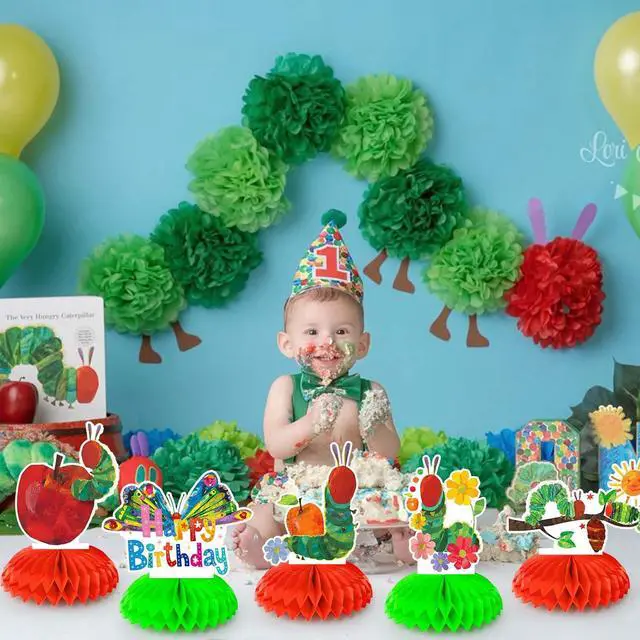Alt view image 6 of 6 - 9 Pcs The Hungry Caterpillar Party Decoration Caterpillar Honeycomb Centerpiece Hungry Caterpillar Table Centerpiece for The Hungry Caterpillar Birthday Party Decorations