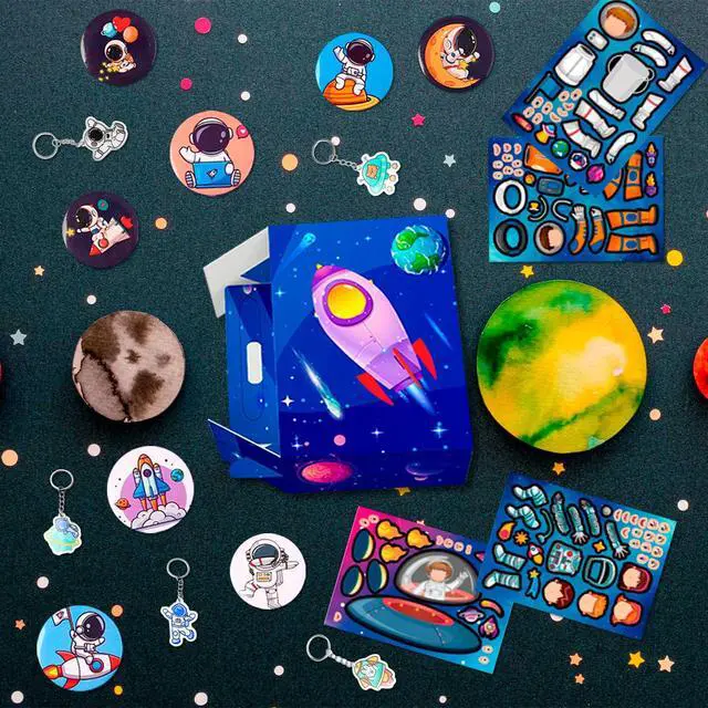Alt view image 6 of 7 - Space Party Favor Boxes Kit, 70 Pcs Space Birthday Decorations Include Space Goodie Bags Bracelets etc Space Birthday Party Favors Bags for Space Birthday Party Decorations Supplies