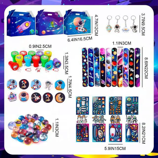 Alt view image 3 of 7 - Space Party Favor Boxes Kit, 70 Pcs Space Birthday Decorations Include Space Goodie Bags Bracelets etc Space Birthday Party Favors Bags for Space Birthday Party Decorations Supplies