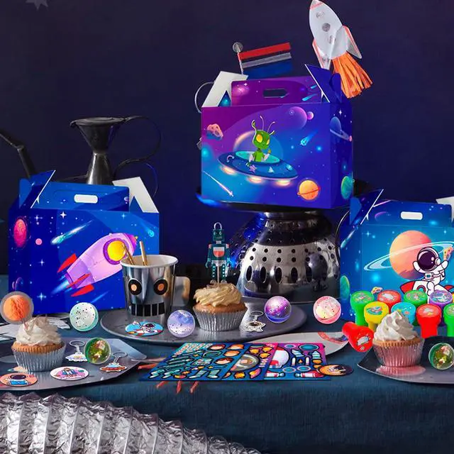 Alt view image 4 of 7 - Space Party Favor Boxes Kit, 70 Pcs Space Birthday Decorations Include Space Goodie Bags Bracelets etc Space Birthday Party Favors Bags for Space Birthday Party Decorations Supplies