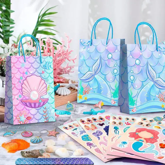 Alt view image 3 of 6 - 84 Pcs Mermaid Party Favors Decorations Kit with Fish Rings Keychain Bracelets Bags Hair Clips Necklace etc for Mermaid Birthday Decorations Supplies