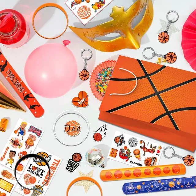 Alt view image 4 of 6 - Basketball Birthday Party Favors Bags Fillers, 122 Pcs Basketball Party Keychain Gift Bags Bracelets Stickers etc Basketball Goodie Bags Stuffers for Basketball Birthday Party Decorations Supplies