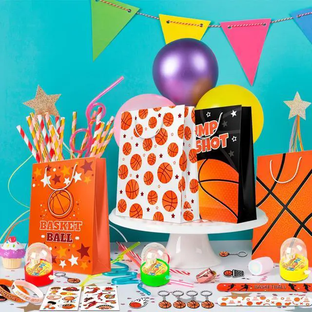 Alt view image 6 of 6 - Basketball Birthday Party Favors Bags Fillers, 122 Pcs Basketball Party Keychain Gift Bags Bracelets Stickers etc Basketball Goodie Bags Stuffers for Basketball Birthday Party Decorations Supplies